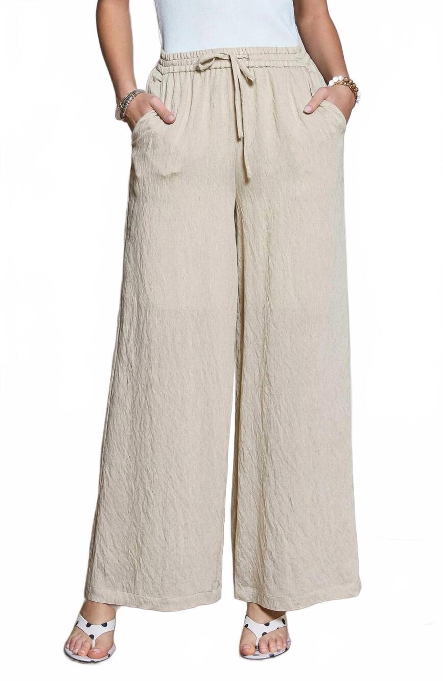 NEW CURRENT AIR wide leg textured pants in natural